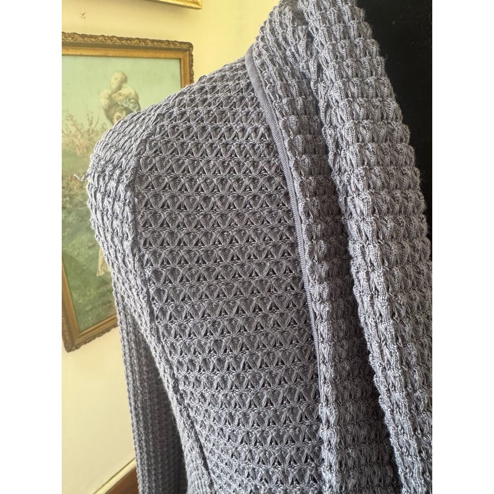 Pixley Gray Waffle Knit Open Cardigan Shawl Collar Pockets Size M - Picture 2 of 6
